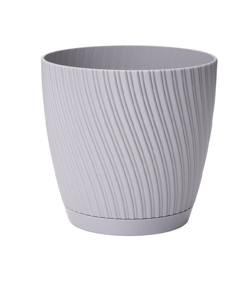 Mika Pot with Saucer 170mm Platinum - Home & Garden > Lawn & Garden > Gardening > Pots & Planters > Pots Planting