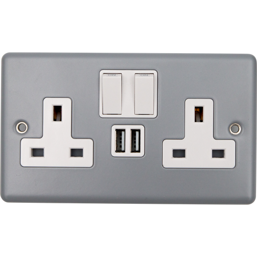 Caradok 2G 13A Switched Socket 2 USB A 3.1A Metalclad Veritage -