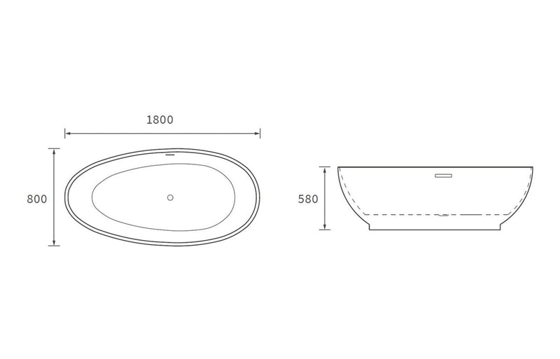 Magnus Freestanding 1800x800x580mm Bath -