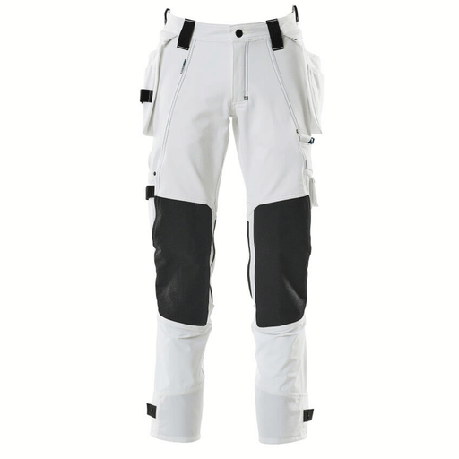 Mascot Advanced 17031 Water-Repellent Stretch Holster Pocket Work Trouser White - KNEE PAD TROUSERS