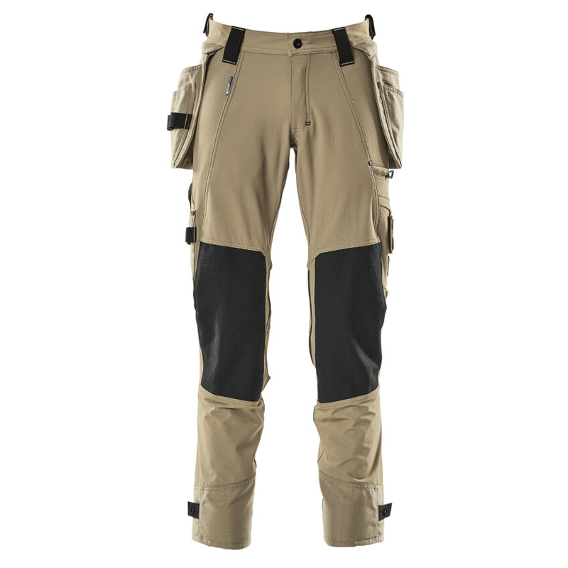 Mascot Advanced 17031 Water-Repellent Stretch Holster Pocket Work Trouser Khaki - KNEE PAD TROUSERS