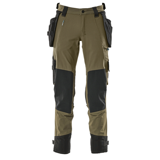 Mascot Advanced 17031 Water-Repellent Stretch Holster Pocket Work Trouser Moss Green - KNEE PAD TROUSERS