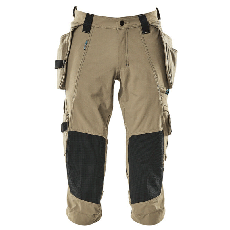 Mascot Advanced 17049 Water-Repellent Knee Pad Holster Pocket Stretch Pirate Trousers Khaki - PIRATE TROUSERS