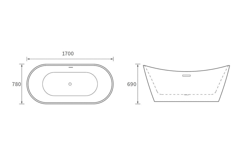 Maximus Freestanding 1700x780x690mm Bath -