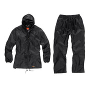 Mens Scruffs Waterproof Rainsuit Jacket Trousers Black Yellow Workwear Hi-Vis - WATERPROOF JACKETS & SUITS