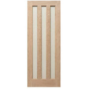 Modern 3 Panel Oak Clear Glazed Unfinished Internal Door - All Sizes - Doors