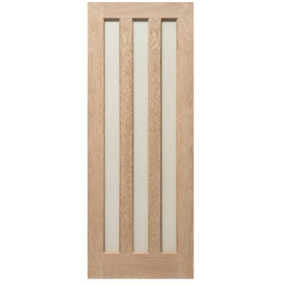 Modern 3 Panel Oak Clear Glazed Unfinished Internal Door - All Sizes - Doors