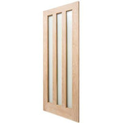 Modern 3 Panel Oak Frosted Glazed Unfinished Internal Door - All Sizes - Doors