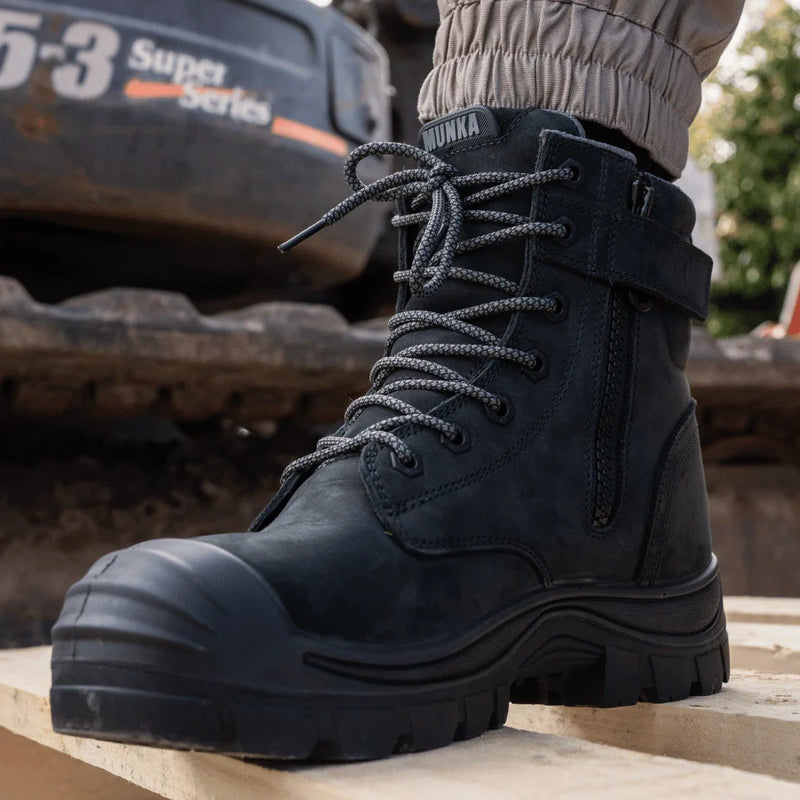 Munka Taurus Side Zip Work Boots - BLACK - Business & Industrial > Work Safety Protective Gear Mens Safety Boots
