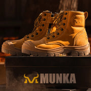 Munka Taurus Side Zip Work Boots - WHEAT - Business & Industrial > Work Safety Protective Gear Mens Safety Boots