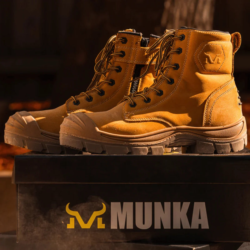 Munka Taurus Side Zip Work Boots - WHEAT - Business & Industrial > Work Safety Protective Gear Mens Safety Boots