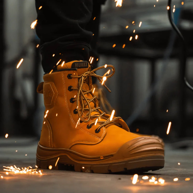 Munka Taurus Side Zip Work Boots - WHEAT - Business & Industrial > Work Safety Protective Gear Mens Safety Boots