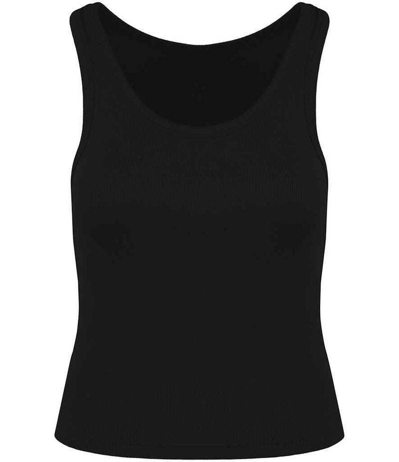 Organic Cotton Womens Ribbed Work Tank Top Sizes XS to XL Black Khaki - Sustainable Workwear Range