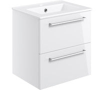 Nico 510mm Wall Hung 2 Drawer Basin Unit & Basin -