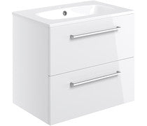 Nico 610mm Wall Hung 2 Drawer Basin Unit & Basin -
