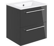 Nico 610mm Wall Hung 2 Drawer Basin Unit & Basin -