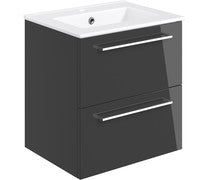 Nico 610mm Wall Hung 2 Drawer Basin Unit & Basin -