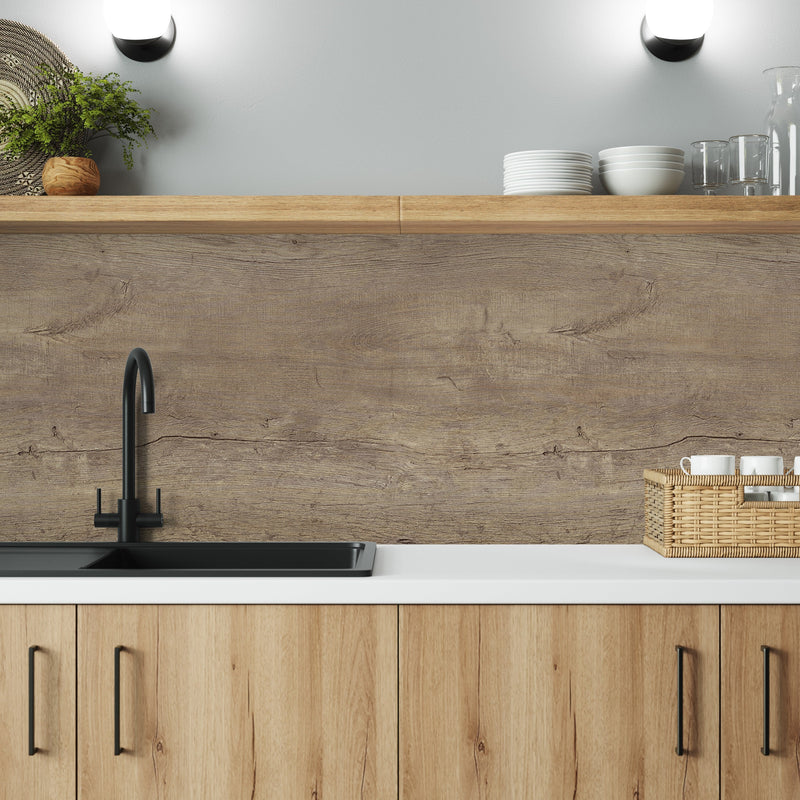 Bushboard Alloy Nordic Oak Aluminium Feature Kitchen Splashback