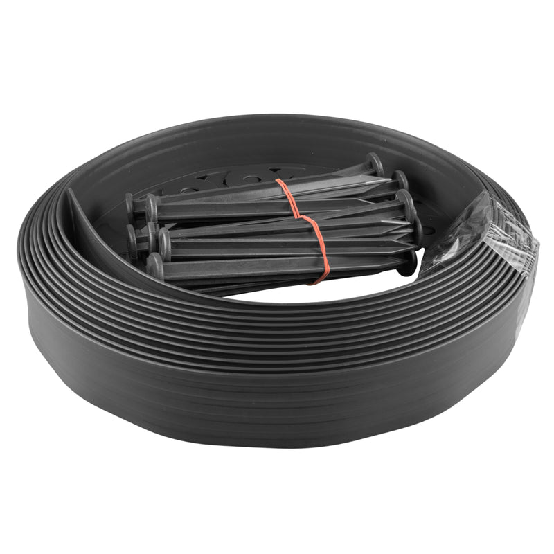 Lawn Border Set, Easy Border 100mm Black 10m With Pegs - Garden tools & Accesories