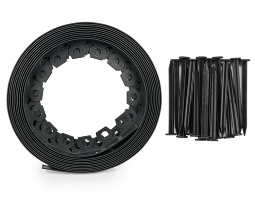Lawn Border Set, Easy Border 60mm Black 10m With Pegs - Hardware > Fencing & Barriers > Garden Borders & Edging Garden tools & Accesories