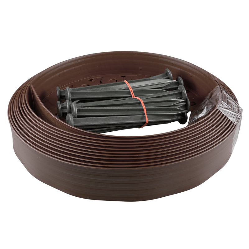 Lawn Border Set, Easy Border 60mm Brown 10m With Pegs - Hardware > Fencing & Barriers > Garden Borders & Edging Garden tools & Accesories