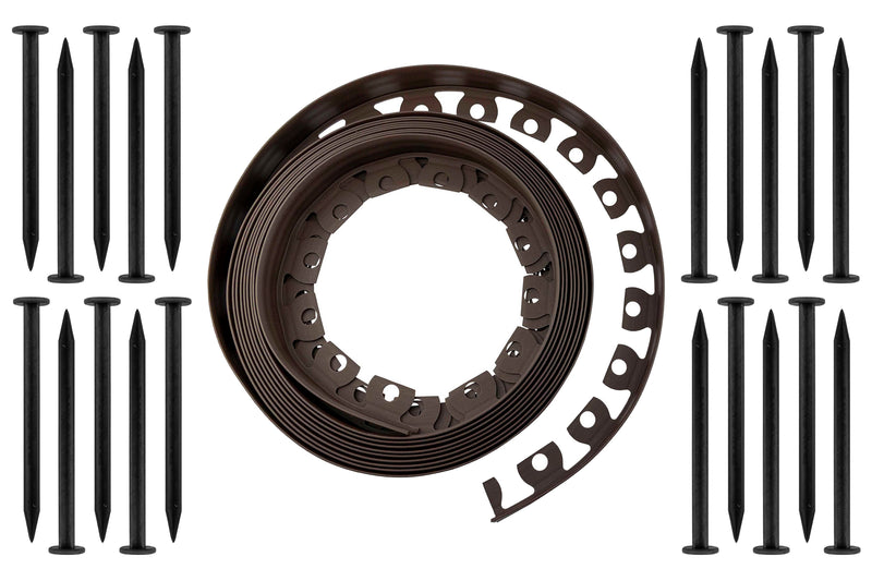 Lawn Border Set, Easy Border 40mm Brown 10m with Pegs - Hardware > Fencing & Barriers > Garden Borders & Edging Garden tools & Accesories