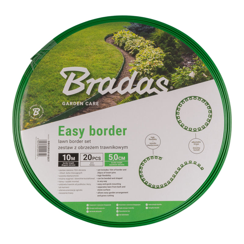 Lawn Border Set, Easy Border 50mm Green 10m with Pegs - Hardware > Fencing & Barriers > Garden Borders & Edging Garden tools & Accesories