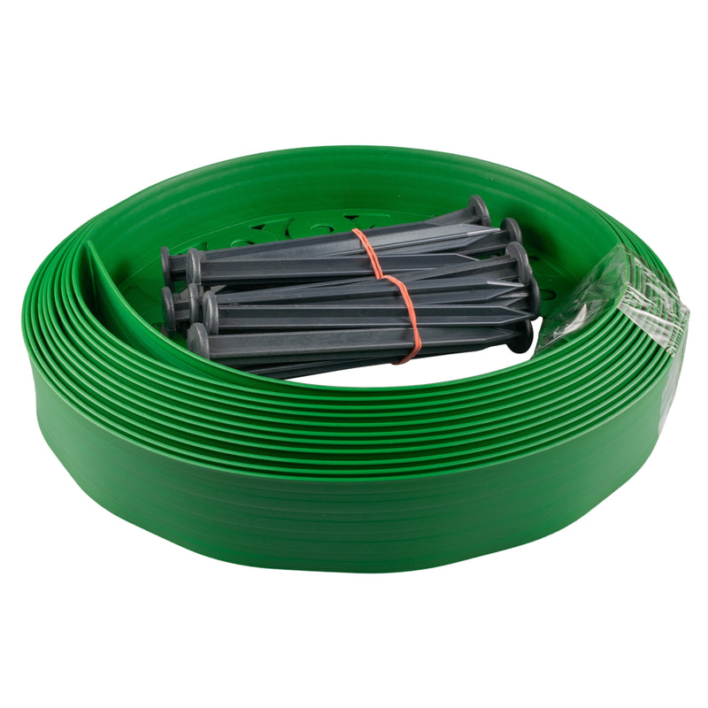 Lawn Border Set, Easy Border 50mm Green 10m with Pegs - Hardware > Fencing & Barriers > Garden Borders & Edging Garden tools & Accesories