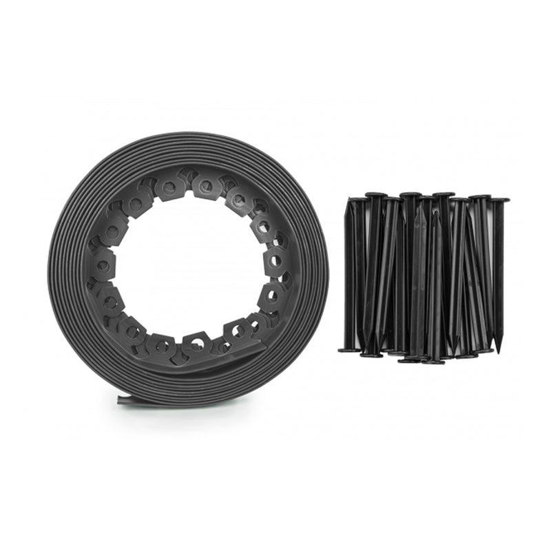Lawn Border Set, Easy Border 40mm Gray 10m with Pegs - Hardware > Fencing & Barriers > Garden Borders & Edging Garden tools & Accesories