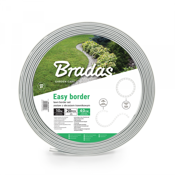 Lawn Border Set, Easy Border 40mm Light Gray 10m with Pegs - Hardware > Fencing & Barriers > Garden Borders & Edging Garden tools & Accesories