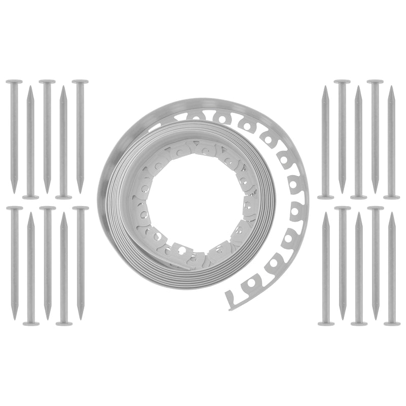 Lawn Border Set, Easy Border 40mm Light Gray 10m with Pegs - Hardware > Fencing & Barriers > Garden Borders & Edging Garden tools & Accesories