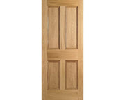 Wooden door with four panels on a white background