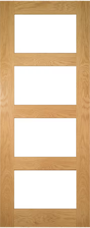 Oak Shaker 4 Clear Glass Light Panel Pre-Finished Internal Door - 1981mm x 610mm - Hardware > Building Materials > Doors > Home Doors Doors