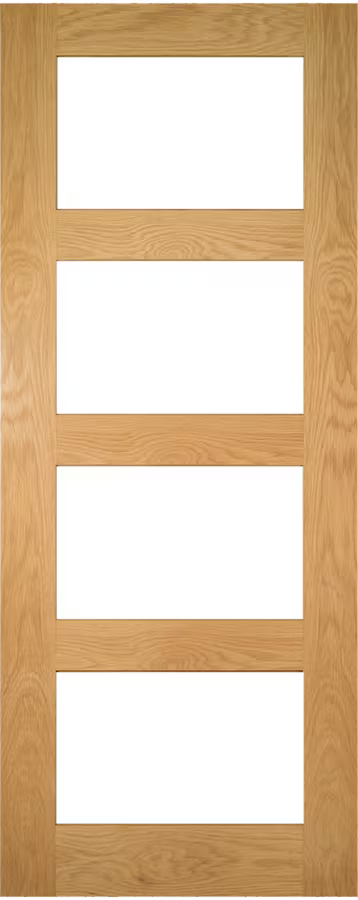Oak Shaker 4 Clear Glass Light Panel Pre-Finished Internal Door - 1981mm x 610mm - Hardware > Building Materials > Doors > Home Doors Doors