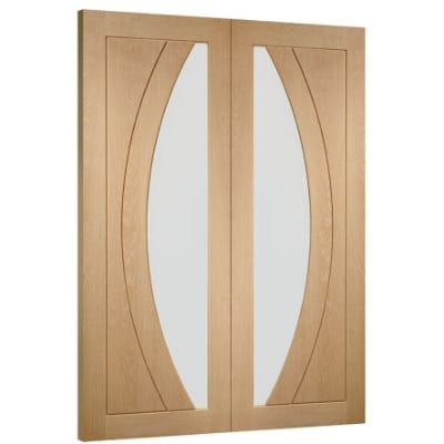 Salerno Internal Oak Rebated Door Pair with Clear Glass - Doors