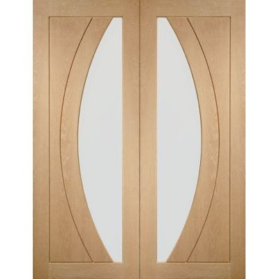 Salerno Internal Oak Rebated Door Pair with Clear Glass - Doors