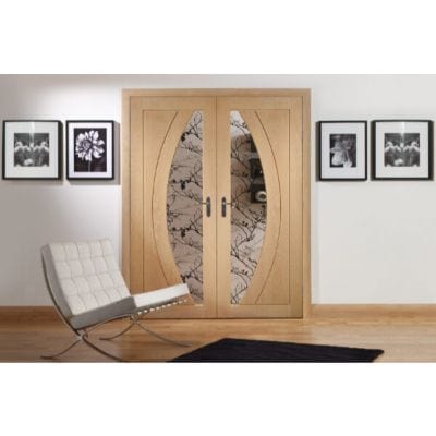 Salerno Internal Oak Rebated Door Pair with Clear Glass - Doors