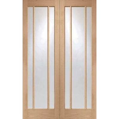 Worcester Internal Oak Rebated Door Pair with Clear Glass - Doors