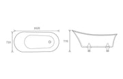 Octavius Freestanding 1620x700x770mm 0TH Bath w/Feet -