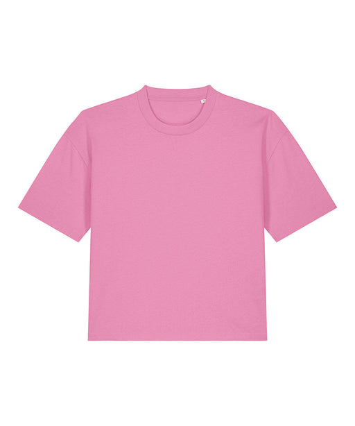 Women’s 100% Cotton Pink work t-shirt on a white background