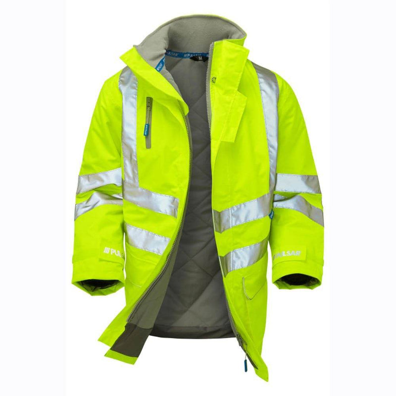 PULSAR P187 Hi-Vis Yellow Padded Waterproof Storm Coat - HI-VIS JACKETS & COATS