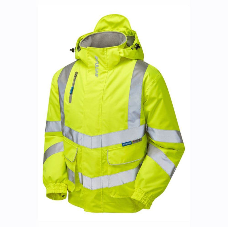 PULSAR P191 Hi-Vis Yellow Padded Waterproof Bomber Jacket - HI-VIS JACKETS & COATS