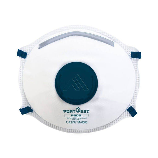 Portwest P203 FFP2 Valved Dolomite Respirator (Pk10) - Business & Industrial > Work Safety Protective Gear > Gas Mask & Respirator Accessories SAFETYSUPPLY
