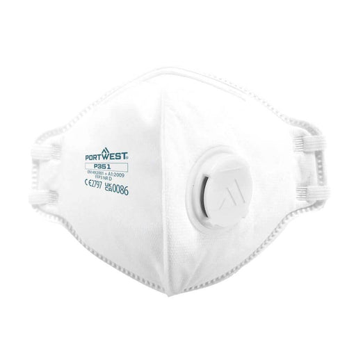 Portwest P351 FFP3 Valved Dolomite Fold Flat Respirator (Pack of 20) - FACE PROTECTION