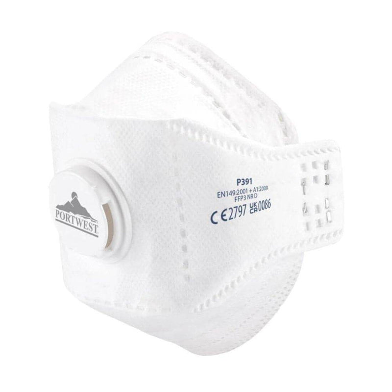 Portwest P391 EAGLE FFP3 Valved Dolomite Fold Flat Respirator (Pack of 10) - FACE PROTECTION