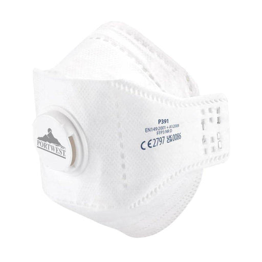 Portwest P391 EAGLE FFP3 Valved Dolomite Fold Flat Respirator (Pack of 10) - FACE PROTECTION
