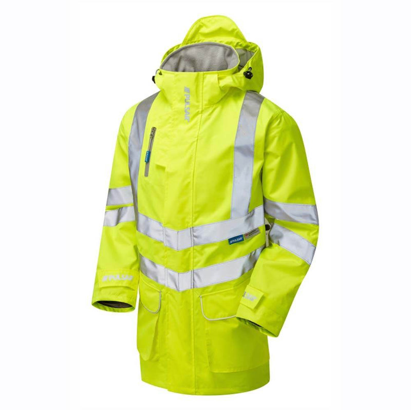 PULSAR P421 Hi-Vis Yellow Mesh Lined Waterproof Breathable Storm Coat - HI-VIS JACKETS & COATS