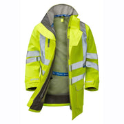 PULSAR P421 Hi-Vis Yellow Mesh Lined Waterproof Breathable Storm Coat - HI-VIS JACKETS & COATS