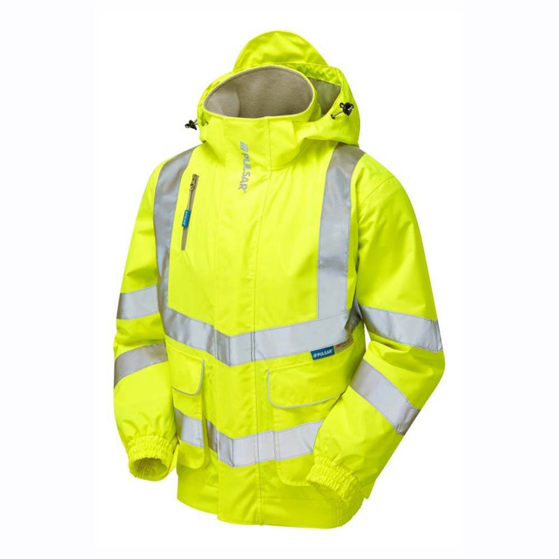 PULSAR P533 Hi-Vis Yellow Mesh Lined Waterproof Bomber Jacket - HI-VIS JACKETS & COATS