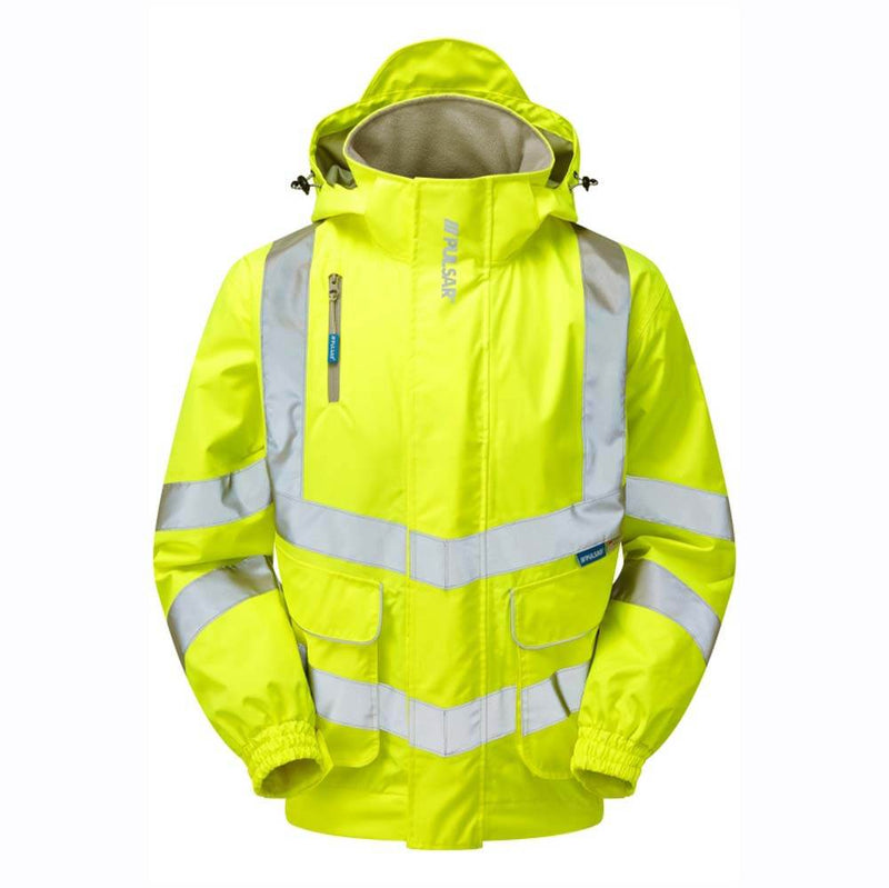 PULSAR P533 Hi-Vis Yellow Mesh Lined Waterproof Bomber Jacket - HI-VIS JACKETS & COATS